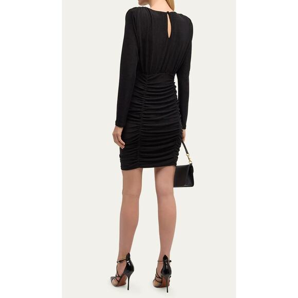 VERONICA BEARD NWT Jeremiah Long-Sleeve Ruched Mini Dress Black Size Large $298 - Picture 6 of 8